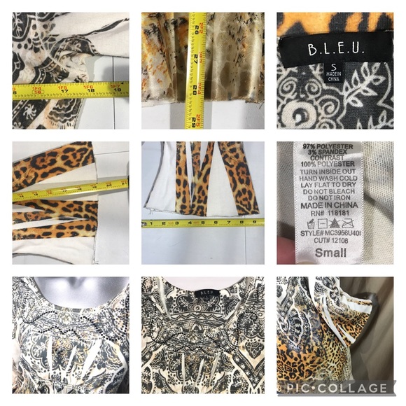 Bleu Womens Small Top Animal Print Flowy Y2K Colorful Stretch Knit Tunic Mandala - Picture 16 of 16